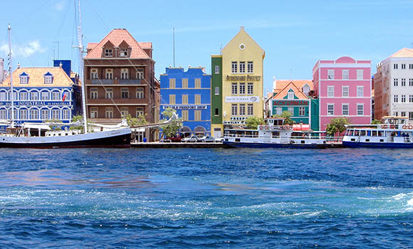 Curacao port with boats