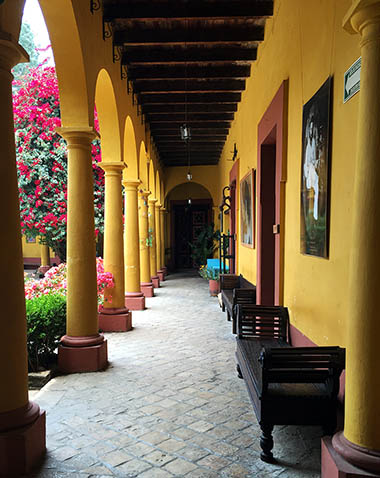 corridor at casa na bolom in chiapas mexico